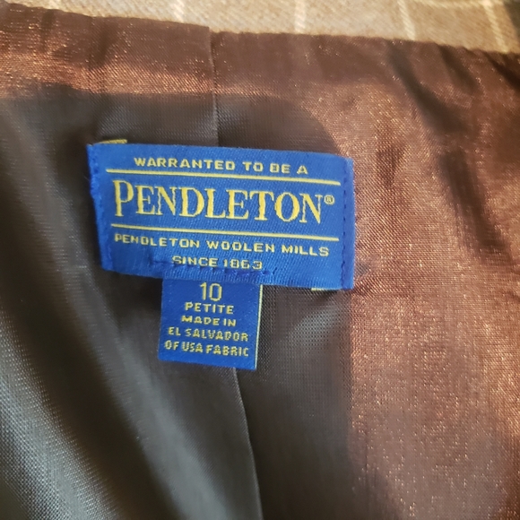 Pendleton Plaid brown blazer jacket SZ 10 P - Picture 8 of 13